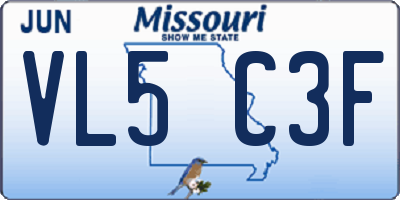 MO license plate VL5C3F