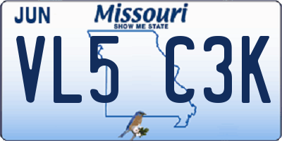 MO license plate VL5C3K