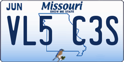 MO license plate VL5C3S