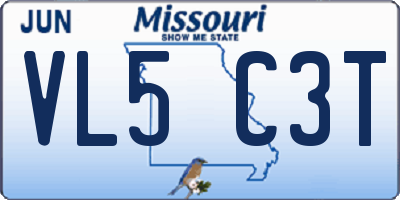 MO license plate VL5C3T