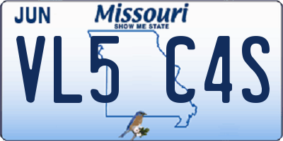 MO license plate VL5C4S