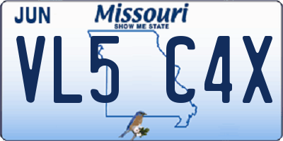 MO license plate VL5C4X