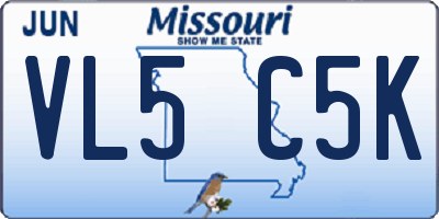 MO license plate VL5C5K