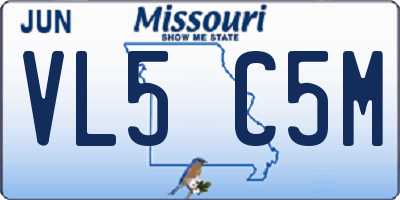 MO license plate VL5C5M