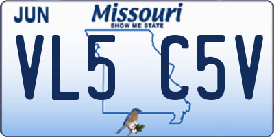MO license plate VL5C5V