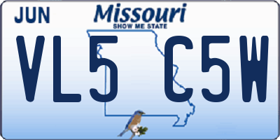 MO license plate VL5C5W