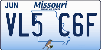 MO license plate VL5C6F