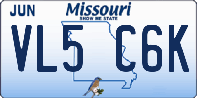 MO license plate VL5C6K