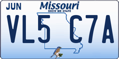 MO license plate VL5C7A