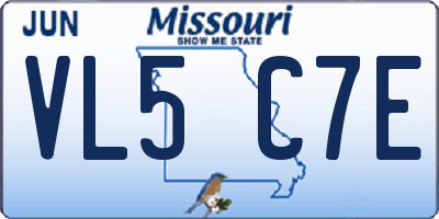 MO license plate VL5C7E