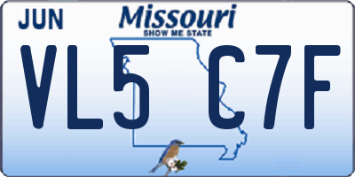 MO license plate VL5C7F