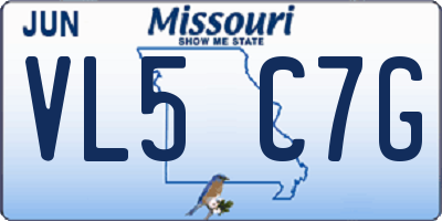 MO license plate VL5C7G