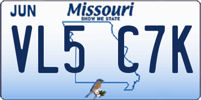MO license plate VL5C7K
