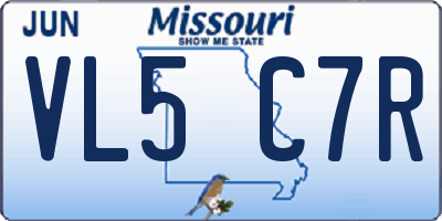 MO license plate VL5C7R