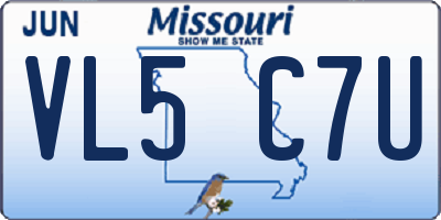 MO license plate VL5C7U