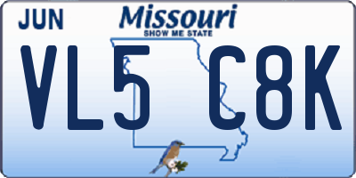 MO license plate VL5C8K