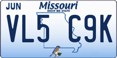 MO license plate VL5C9K