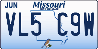 MO license plate VL5C9W