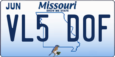 MO license plate VL5D0F