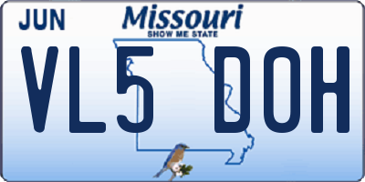 MO license plate VL5D0H