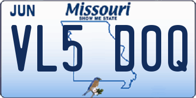 MO license plate VL5D0Q