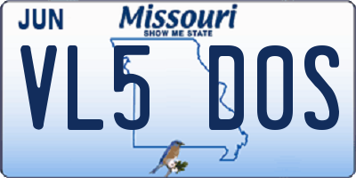 MO license plate VL5D0S