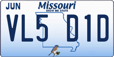 MO license plate VL5D1D
