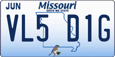 MO license plate VL5D1G