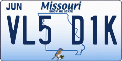 MO license plate VL5D1K