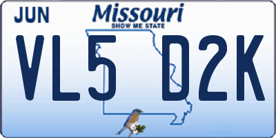 MO license plate VL5D2K