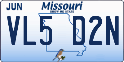 MO license plate VL5D2N