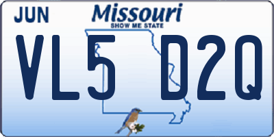 MO license plate VL5D2Q