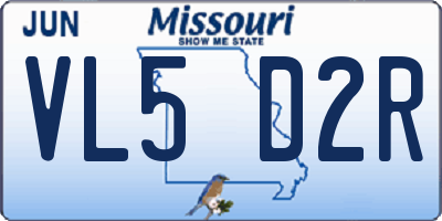 MO license plate VL5D2R