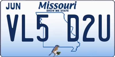 MO license plate VL5D2U