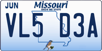 MO license plate VL5D3A