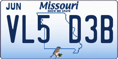 MO license plate VL5D3B