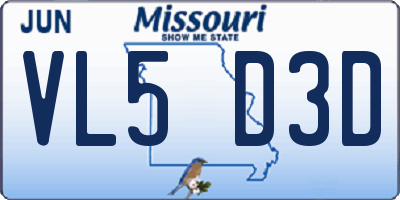 MO license plate VL5D3D