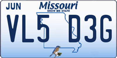 MO license plate VL5D3G
