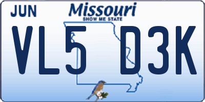 MO license plate VL5D3K