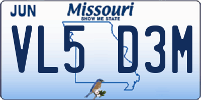 MO license plate VL5D3M