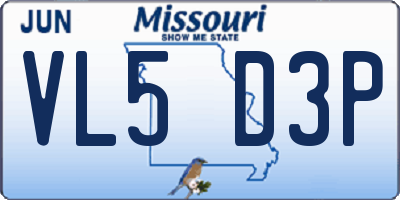 MO license plate VL5D3P