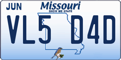 MO license plate VL5D4D