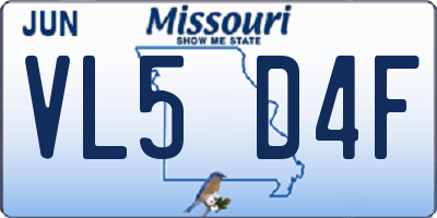 MO license plate VL5D4F