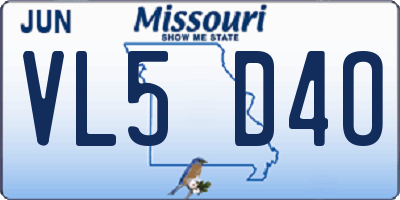 MO license plate VL5D4O