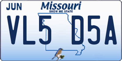 MO license plate VL5D5A