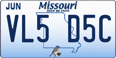 MO license plate VL5D5C