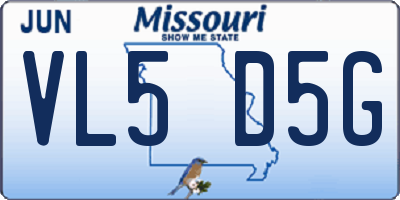 MO license plate VL5D5G
