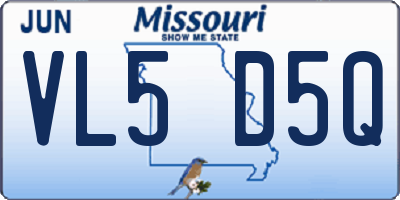 MO license plate VL5D5Q