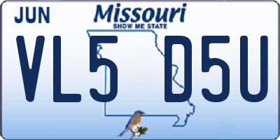 MO license plate VL5D5U