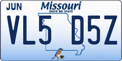 MO license plate VL5D5Z